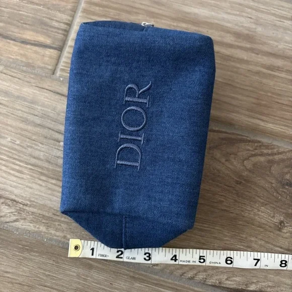 Christian Dior Denim Blue Cosmetic Makeup Zipper Bag Pouch Clutch - Picture 7 of 8